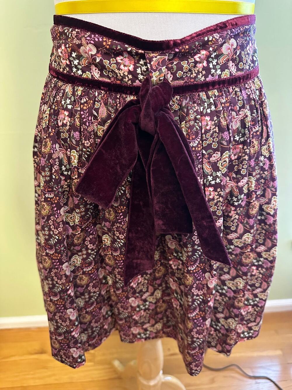 Rosie Skirt Pippa’s Symphony Burgundy Ditsy Love the Label Liberty Small NWT